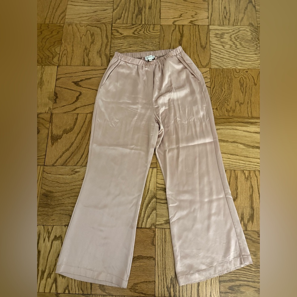 Something Navy Pink Silk Pants